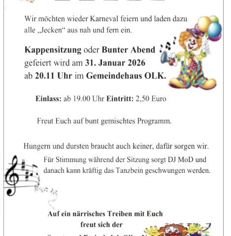 Kappensitzung, © Sport- und Freizeitclub Olk Kappensitzung, © Sport- und Freizeitclub Olk