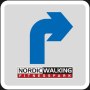 Sign with blue arrow pointing to the right, with 'Nordic Walking Fitness Park' below on a gray background., © Keller Art Design Sign with blue arrow pointing to the right, with 'Nordic Walking Fitness Park' below on a gray background., © Keller Art Design