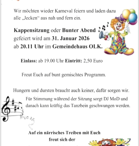 Kappensitzung oder Bunter Abend Kappensitzung oder Bunter Abend