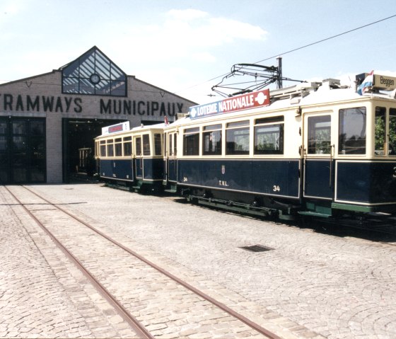 tram-34-an-unhaenger-112-ii-ex-unhaenger-106-i-ex-tram-12-beim-depot-hollerech, © Musée des tramways tram-34-an-unhaenger-112-ii-ex-unhaenger-106-i-ex-tram-12-beim-depot-hollerech, © Musée des tramways
