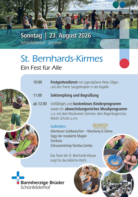 A celebration for everyone, featuring activities for children and music. On Sunday, there will be a church service, a champagne reception, and a variety of entertainment options.
