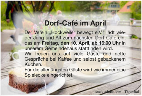 Eine Tasse Kaffee mit schönem Milchschaum auf einem Unterteller. Das Bild vermittelt eine einladende Atmosphäre für das Dorf-Café.