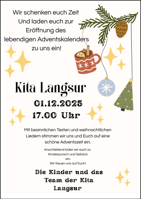 Eröffnung lebendigen Adventskalenders, © Kita Langsur