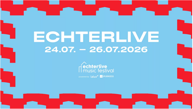 Ein Poster für das Echternlive Musikfestival. Es findet vom 24. bis 26. Juli 2026 statt.