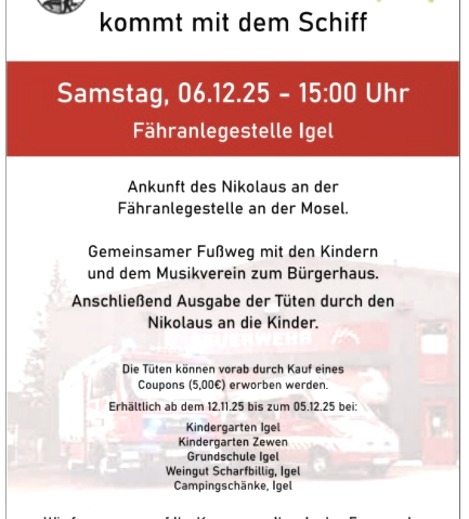 Der Nikolaus kommt mit dem Schiff, © FW Igel