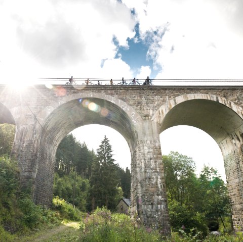 Un point fort de la piste cyclable : le viaduc de Reichenstein de la Vennbahn, © vennbahn.eu