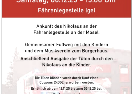 Der Nikolaus kommt mit dem Schiff, © FW Igel