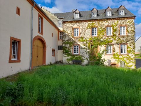 Ein altmodisches Gebäude mit grüner Fassade und umgebendem Gras. Die Wolken am blauen Himmel erzeugen eine ruhige Atmosphäre.